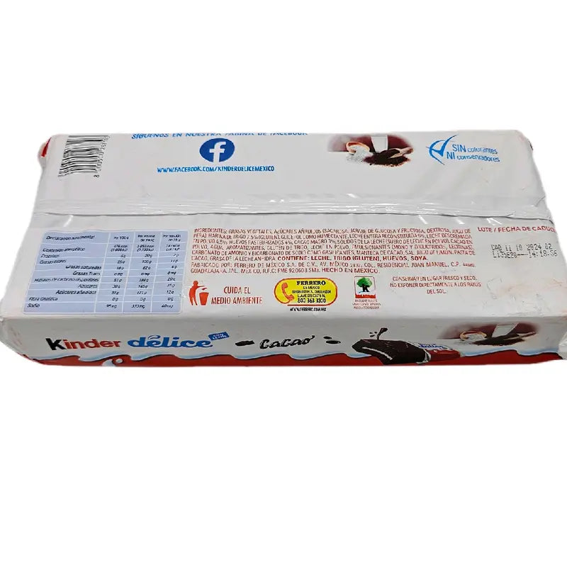 KINDER DELICE CACAO - Dark chocolate brownie with cocoa cream 10 pieces display box
