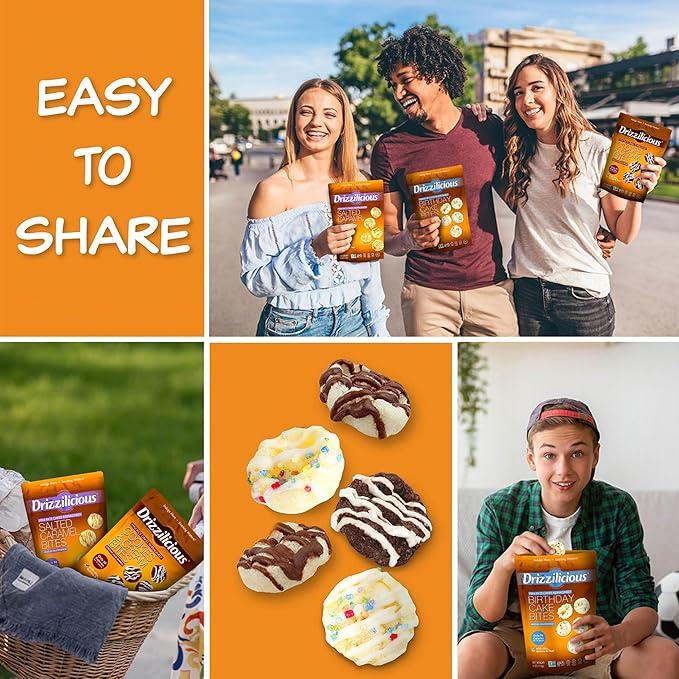 Drizzilicious Mini Rice Cakes Variety Pack [Cookies & Cream, Birthday Cake, S'mores] - Rice Crisps, Healthy Snack for Adults and Kids, Flavored Rice Cakes, Vegan, Gluten Free, Allergen Free, Only 90 Calories Per Bag - 0.74 oz (Pack of 12)